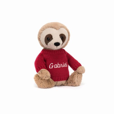 Jellycat Bashful Sloth with Red Jumper UK | 69841QBAF